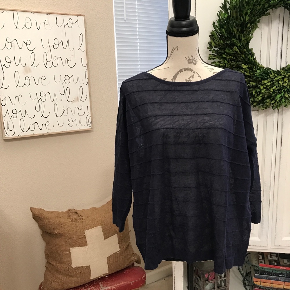 Loft Sheer Blue Thin Sweater Top. XL.